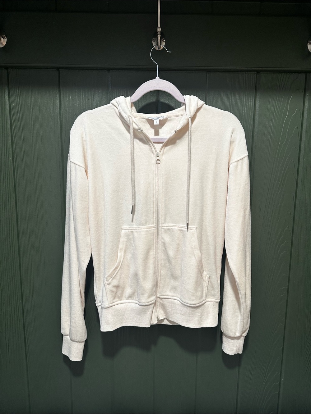 Cozy Gear Velour Light Cream Zip Hoodie